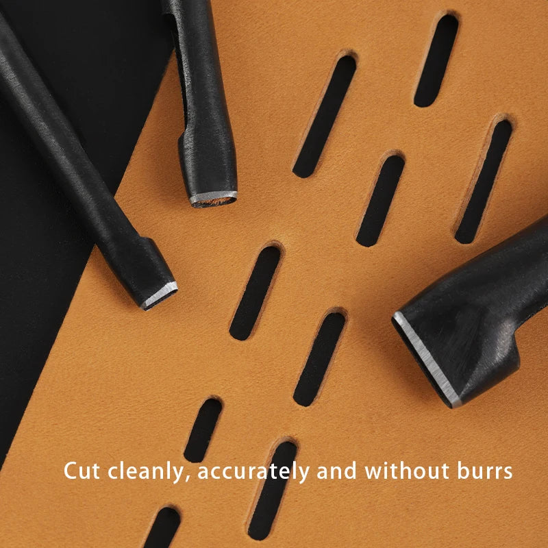 WUTA Basic Series 3-7 Pcs Oblong Leather Punch Tools Set Oval Belt Hole Puncher Watch Band Flat Hollow Punches Diy Craft Tools