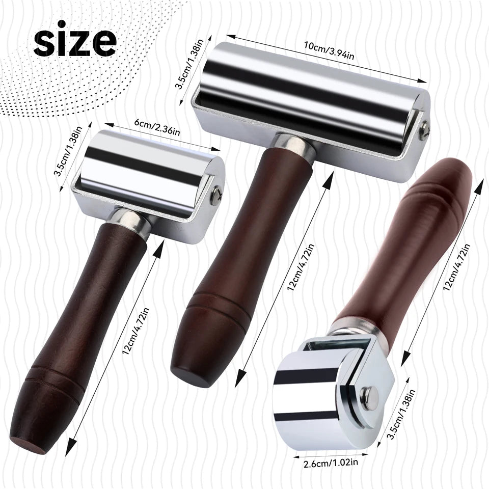 KRABALL Leather Press Edge Roller with Wooden Handle Leather Roller Tool Edge Creaser Leather Craft Laminating Working Tool
