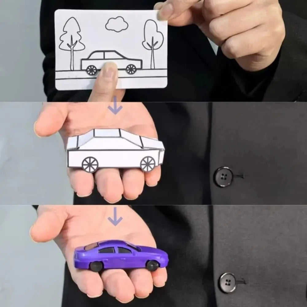 Magic Tricks Appearing Car by Hyde Ren Gimmicks Magic Show Painting Car Magic Toy Interactive Mentalism Magic Card to Paper Car