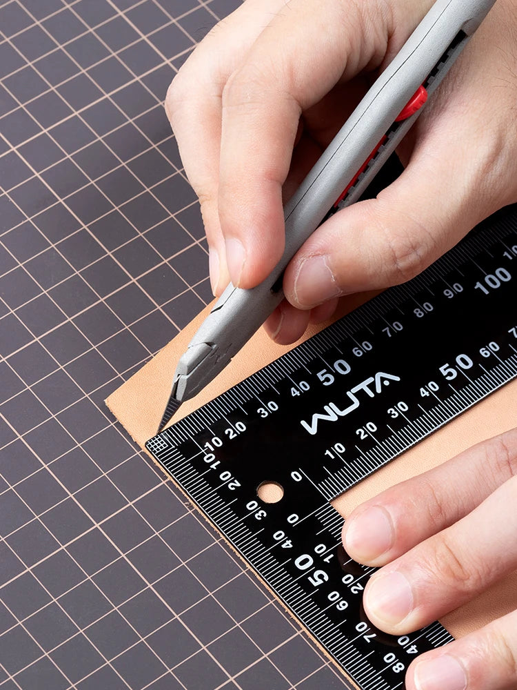 WUTA Leather Cutting Ruler Wide Metal Square Angle Measuring Steel L-Shaped Ruler for Building Framing Gauges Scale 300X200mm