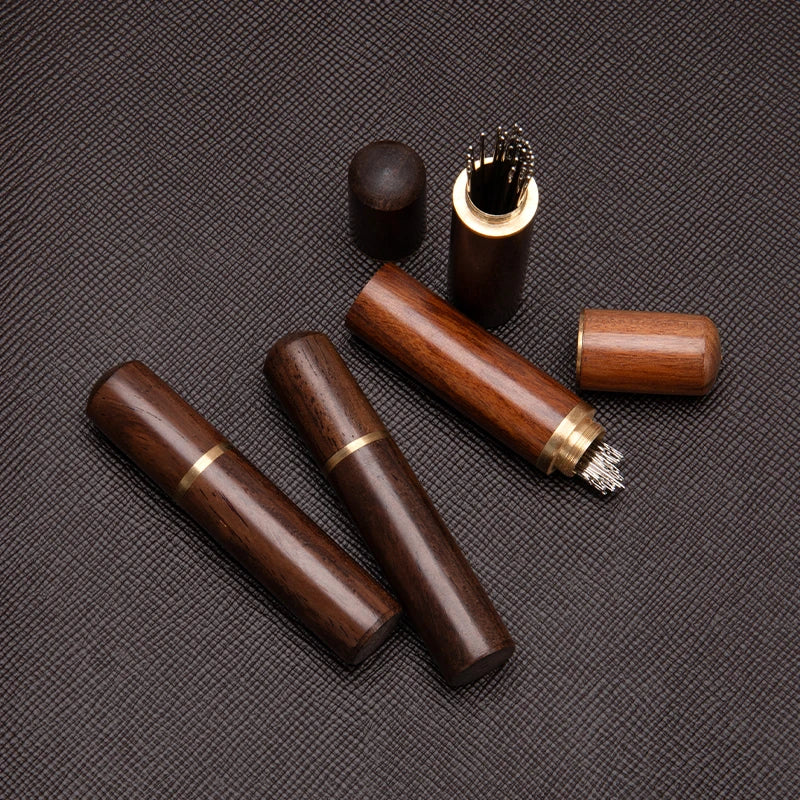 WUTA 1 Pc Durable Needles Storage Case Wooden Box Needles Bottle Sandalwood Needlework Storage Wood Case Toothpick Holder Box