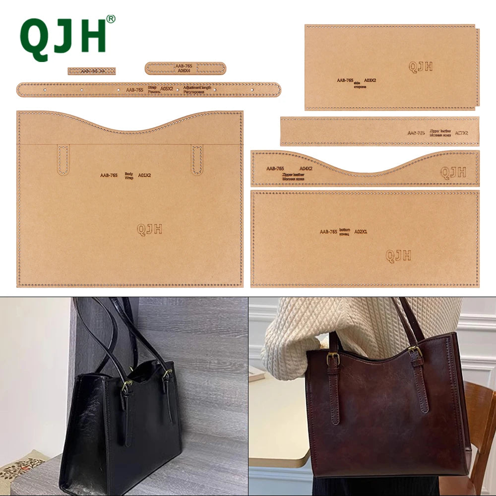 1Set Handcrafted Leather Shoulder Bag Kraft Paper Template Set - DIY Retro Design Leathercraft Bag Mold Patterns and Stencils