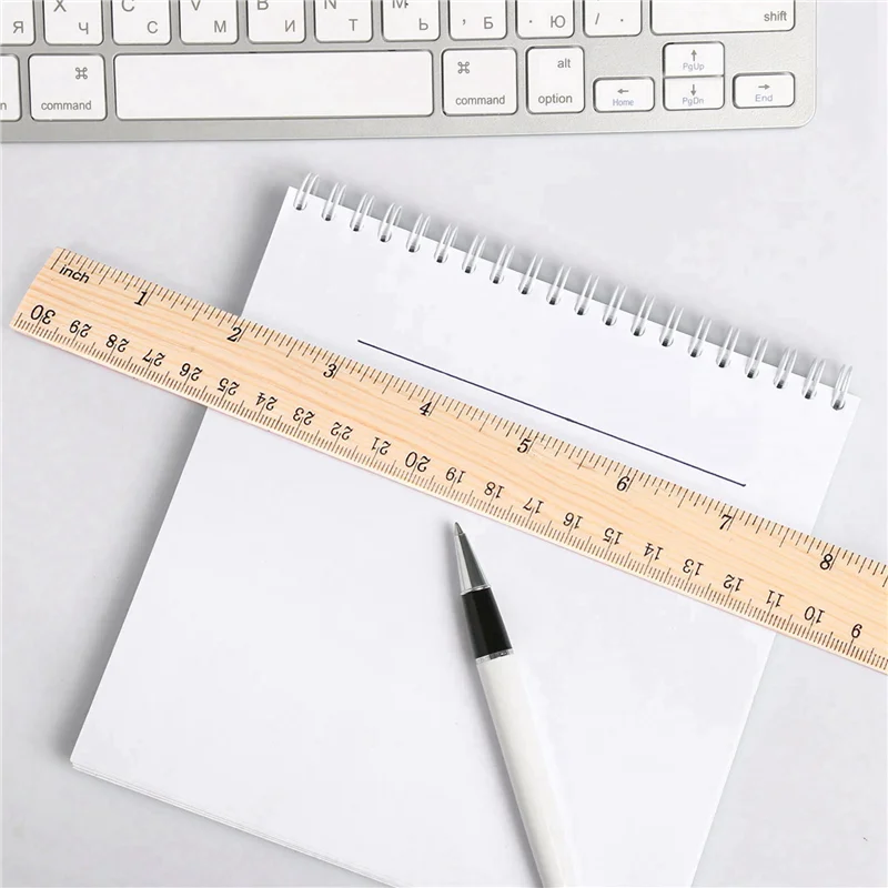 FULL-24 X Wood Ruler Student Rulers Wooden School Rulers Office Ruler Measuring Ruler, 2 Scale (12 Inch And 30 Cm)