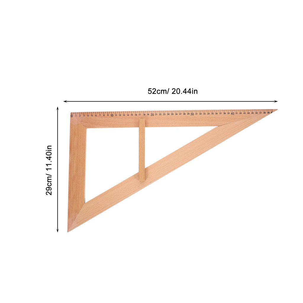 Wooden Measuring Ruler Triangular Ruler Teaching Aids Drafting Tools Ruler Reusable Wood Measuring Gauge Teacher Device Aids