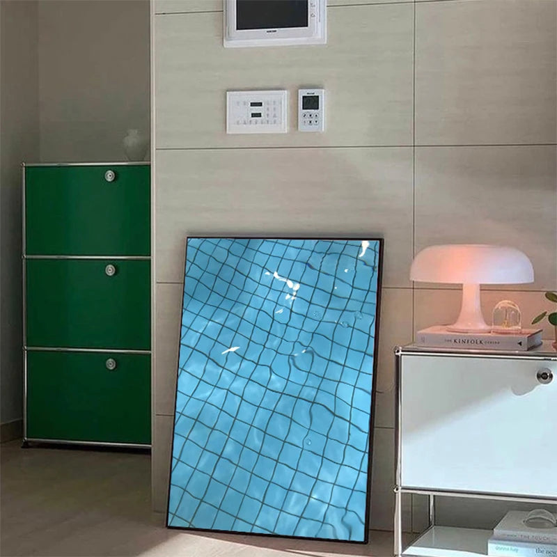 Canvas Print Painting Poster Modern Fashion Style Blue Pool Grid Wall Picture Art Living Room Studio Interior Home Decoration