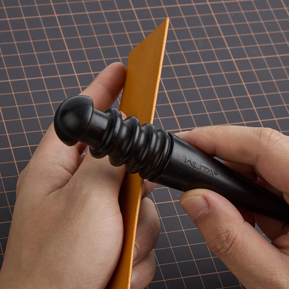 WUTA 1PC Pro Leather Edge Burnisher High Density Ebony Black Wood Slicker Upgrade Burnishing & Polishing DIY Leather Craft Tools