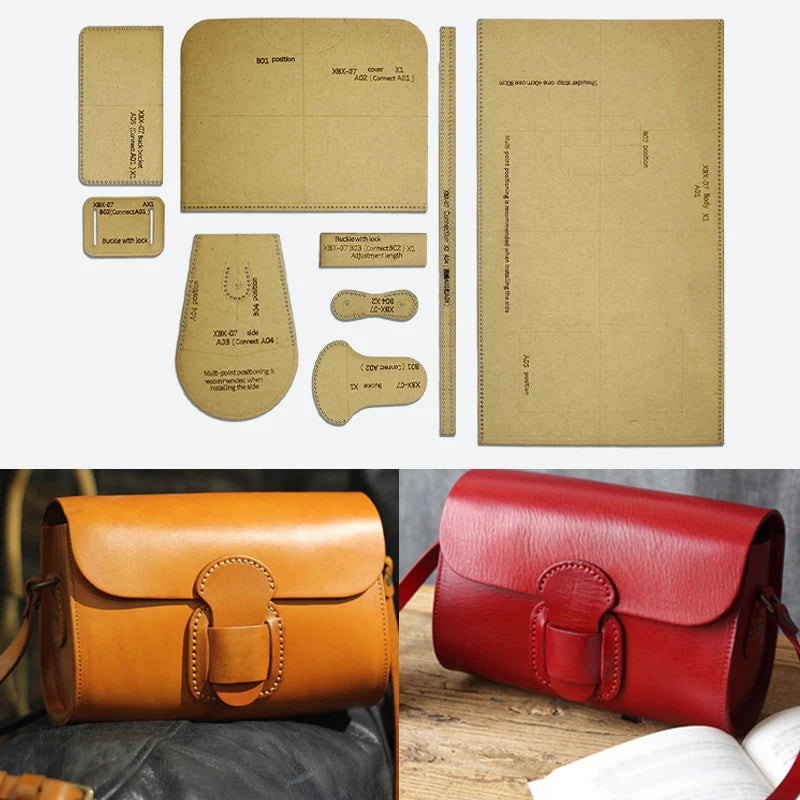 YOMDID 9PCS Handmade Leather Shoulder Bag Making Kraft Template DIY Crossbody Bag Kraft Stencil Leather Craft Handmade Template