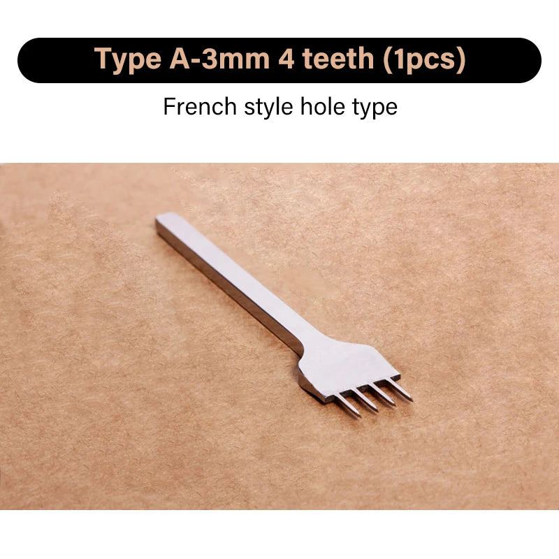 WUTA 1/2/4pcs Leather Chisel Diamond Hole Punch Stitching Tool French Style Pricking Iron DIY Craft Tools Completely Polished