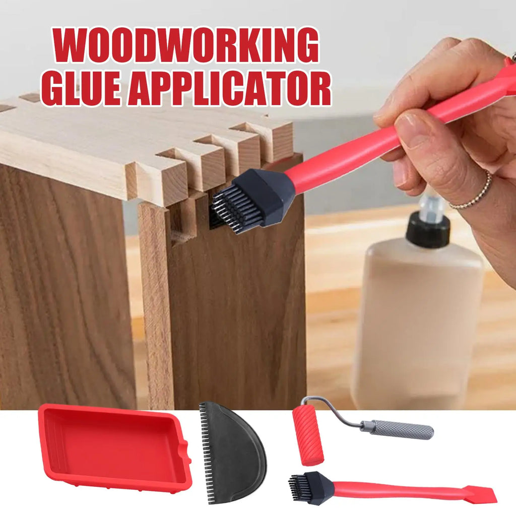 Wood Glue Roller Handheld Glue Roller with Tray Portable Hand Tool Include Brush And Spreader Woodworking Gluing Kit For Crafts