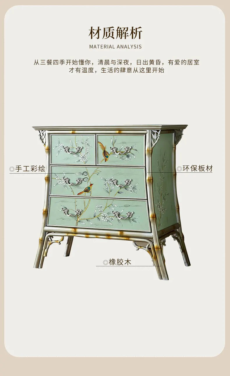 Retro entrance cabinet painted four-chest cabinet living room decorative dining side cabinet