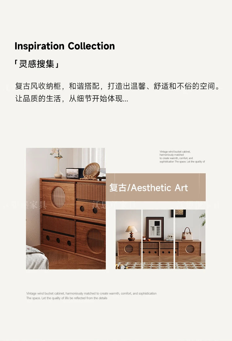 Luxury Wooden Storage Cabinet Tall Modern Design Drawers Display Cabinet Retro Aesthetic Mobili Soggiorno Living Room Furniture