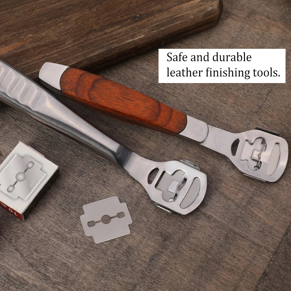 Fenrry Leather Skiving Tool Edge Skiver Leather Beveler DIY Trimming Tools Professional Shovel Leather Knife With 10 Blades