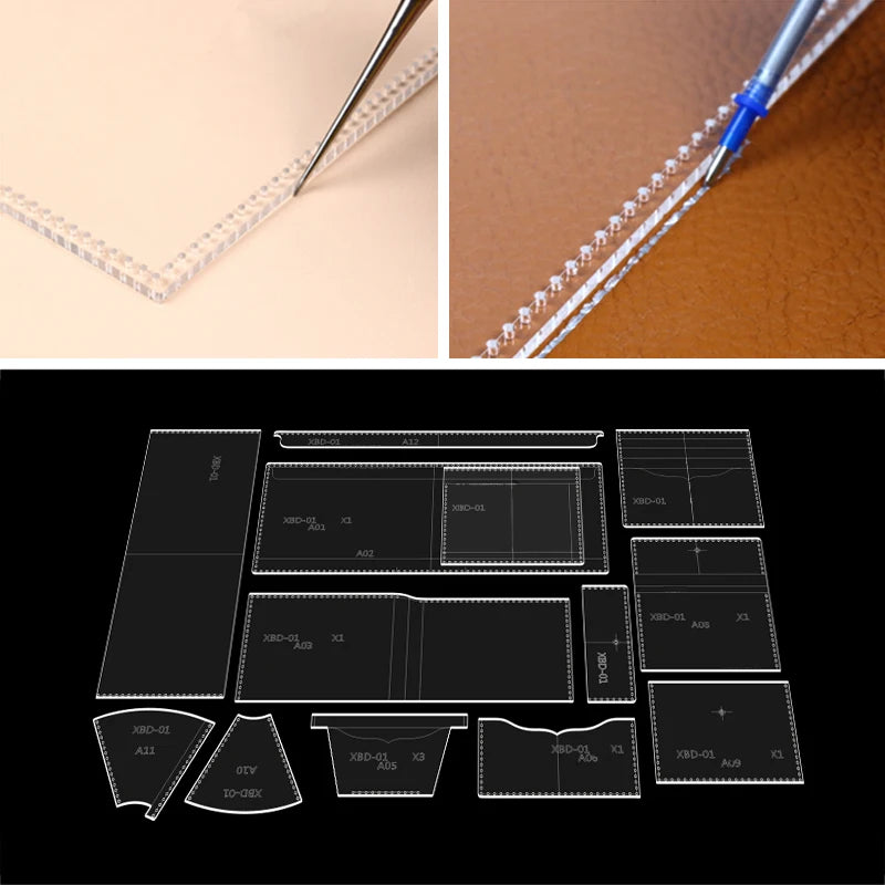 YOMDID Business Wallet Handmade Leather Stencils DIY Short Wallet Acrylic Template Leather Tools Mould Leathercraft Supplies