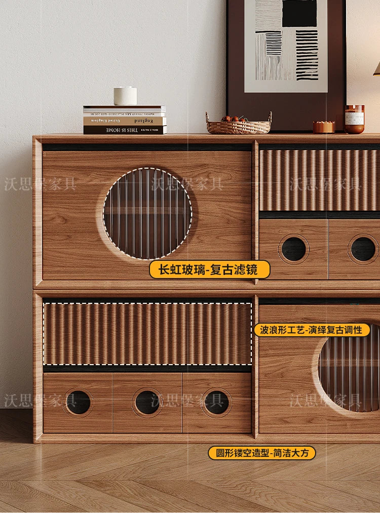 Luxury Wooden Storage Cabinet Tall Modern Design Drawers Display Cabinet Retro Aesthetic Mobili Soggiorno Living Room Furniture