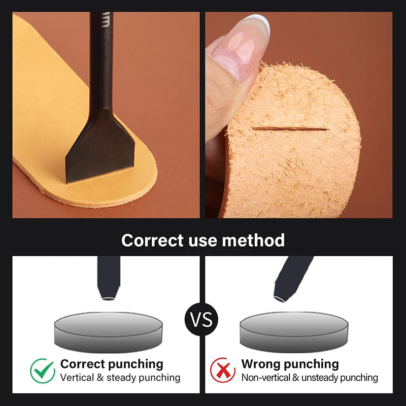 WUTA Basic 6-12 Pcs Leather Slotted Punch Set Skin Flat Hole Punches Straight Slot Die Cutter Cut Leather End DIY Craft Tools