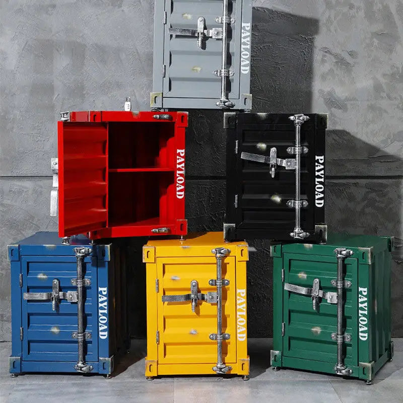 Industrial Container Nightstand - Vintage Storage Cabinet, Rustic Bedside Table, Distressed Metal & Dresser, Unique Home Decor