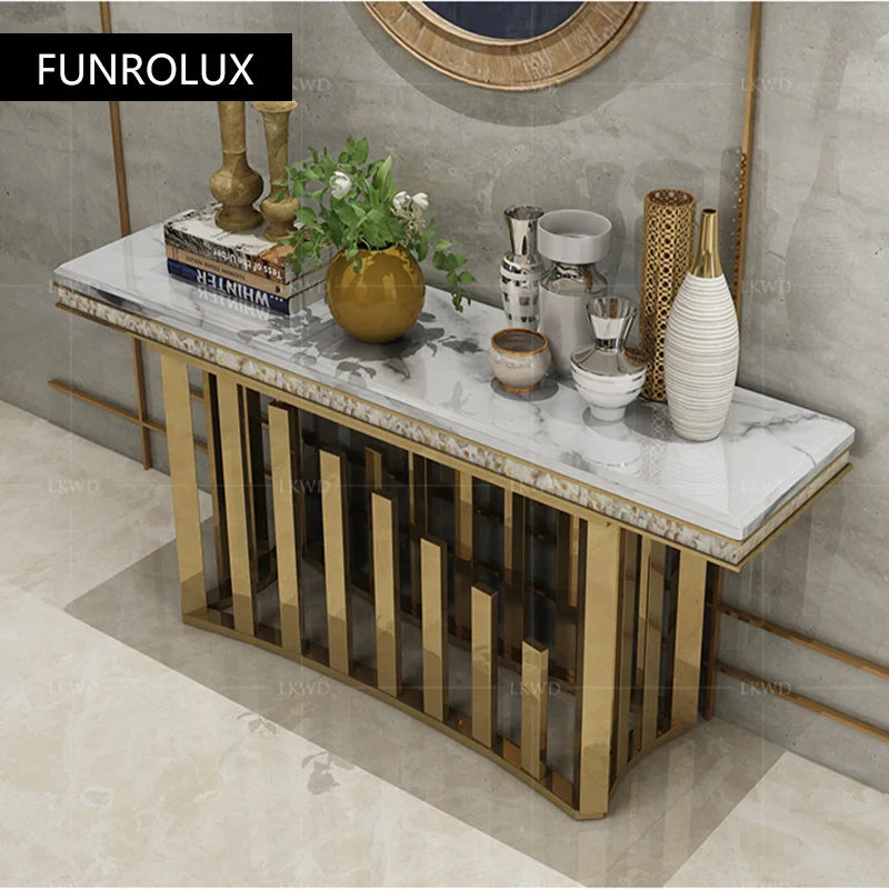 Modern furniture Sideboard cabinet Villa curio cabinet partition table stainless steel marble console table