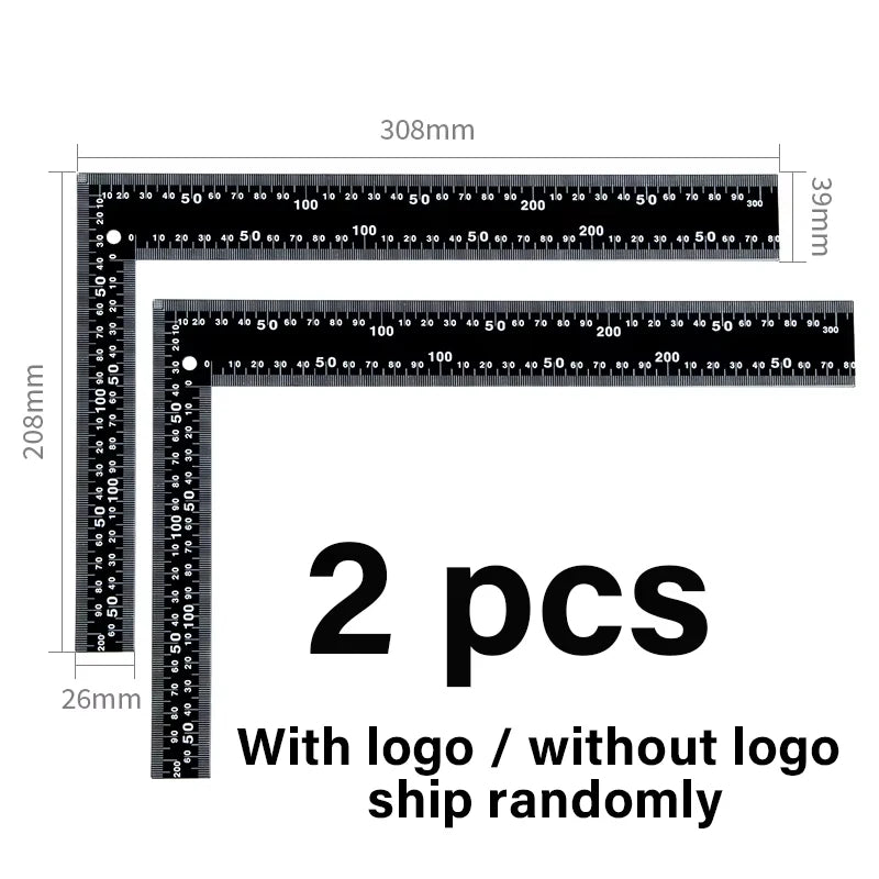 WUTA Leather Cutting Ruler Wide Metal Square Angle Measuring Steel L-Shaped Ruler for Building Framing Gauges Scale 300X200mm