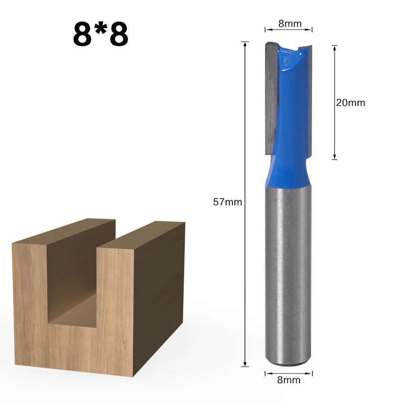 1PC 8mm Shank Slotted Straight Woodworking Router Bit Wood Cutter Cutting Diameter Carpenter Milling Cutter Woodworking Tool