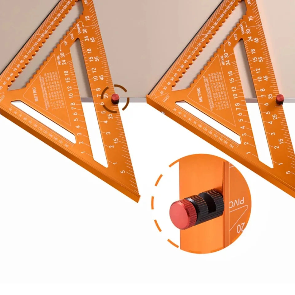 Aluminum Alloy Double Scale Triangle Ruler Angle Ruler Carpenter Triangle Square Rafter Tool Mensurement Tool for Woodwork