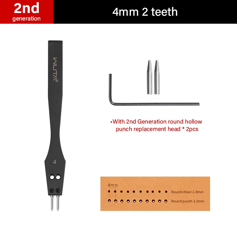 WUTA 2nd Generation Sharp Head Replaceable Pricking Iron Removable Round Hole Punch Leather Craft Chisel DIY Leather Tools