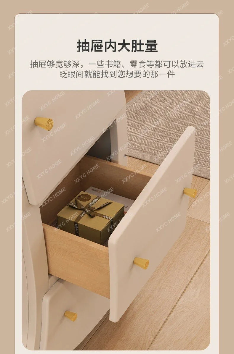 Solid Wood Fork Waist Chest of Drawers Living Room Bedroom Storage Cabinet Robot Light Luxury Modern Locker Crooked Cabinet