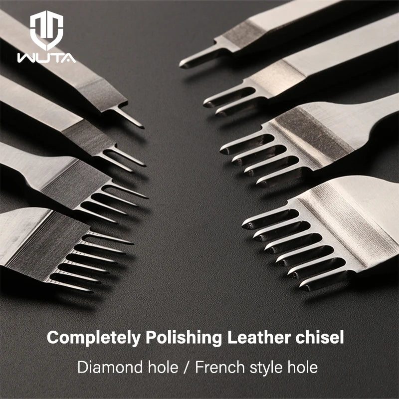 WUTA 1/2/4pcs Leather Chisel Diamond Hole Punch Stitching Tool French Style Pricking Iron DIY Craft Tools Completely Polished