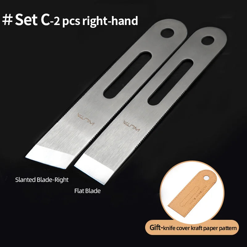 WUTA Professional Leather Cutter Thinning Skiving Tools DIY Craft Cutting Sharp Round/Flat/Slanted Blade,Right/Left Handle