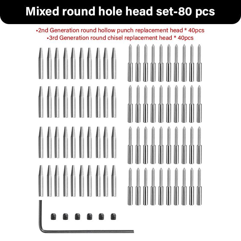 WUTA 2nd Generation Sharp Head Replaceable Pricking Iron Removable Round Hole Punch Leather Craft Chisel DIY Leather Tools