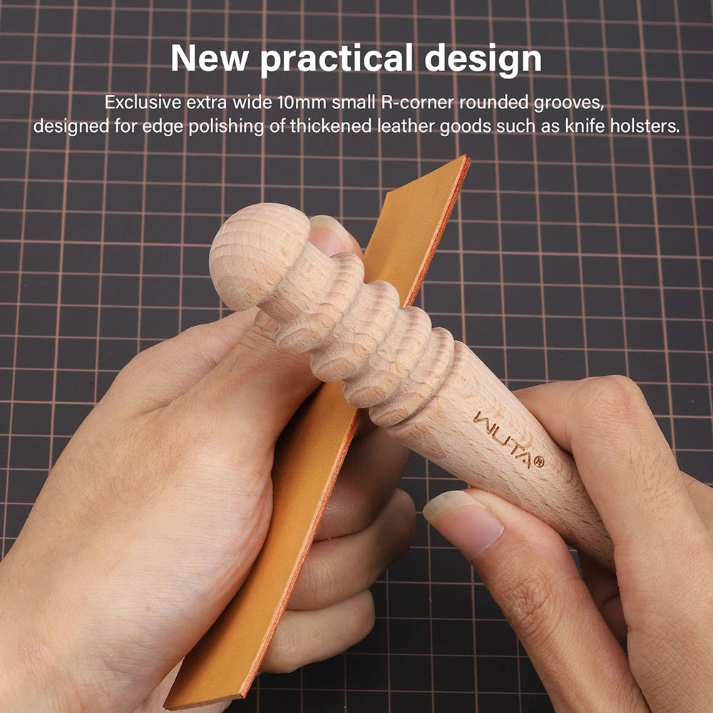 WUTA 1PC Leather Burnisher Wood Slicker Rounded Edge Burnishing Groover Tool DIY Polished Grinding Smooth Leather Craft Tools