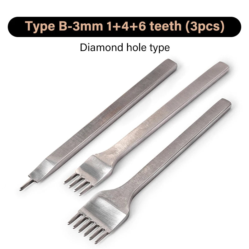 WUTA 1/2/4pcs Leather Chisel Diamond Hole Punch Stitching Tool French Style Pricking Iron DIY Craft Tools Completely Polished