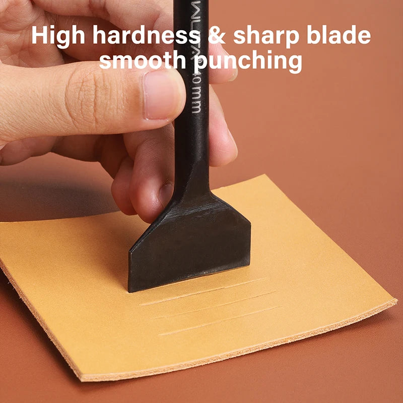 WUTA Basic 6-12 Pcs Leather Slotted Punch Set Skin Flat Hole Punches Straight Slot Die Cutter Cut Leather End DIY Craft Tools