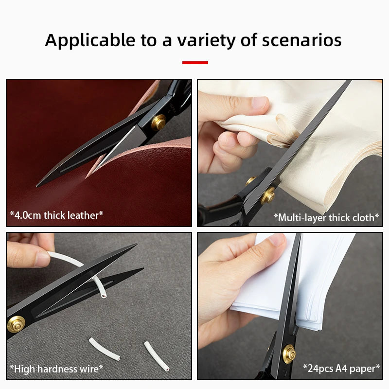 WUTA Professional Scissors Extreme Sharpness Cutting Leather Fabric Heavy Duty Metal Scissors Sewing Shears Craft Tools