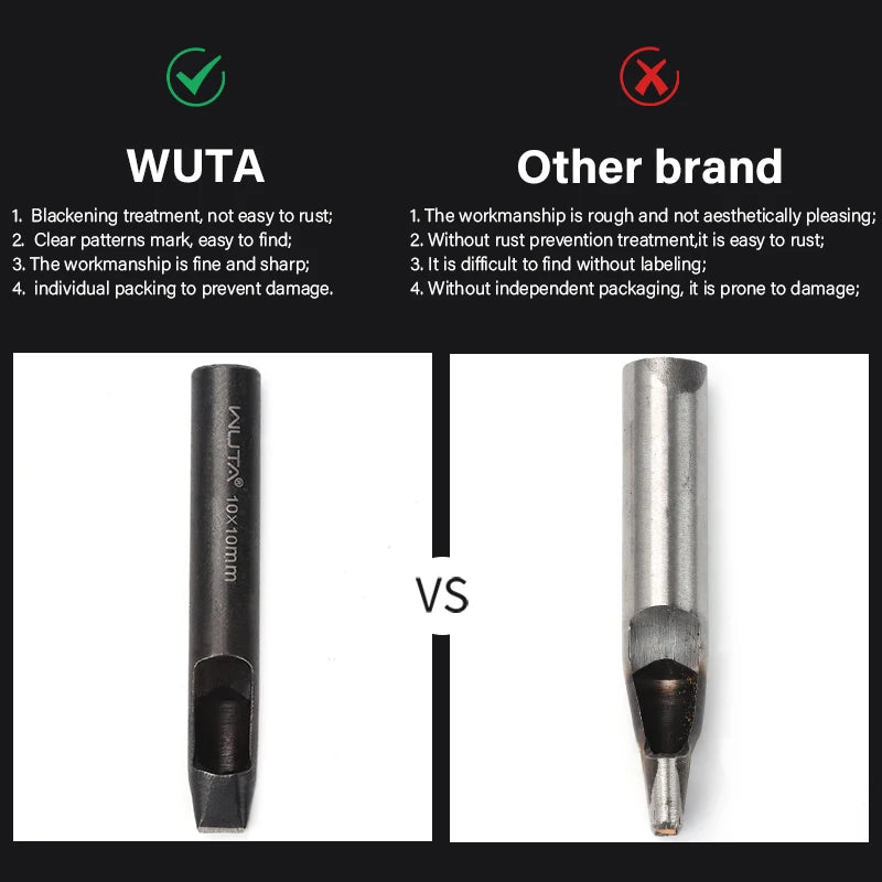 WUTA Basic 6-12 Pcs Leather Slotted Punch Set Skin Flat Hole Punches Straight Slot Die Cutter Cut Leather End DIY Craft Tools