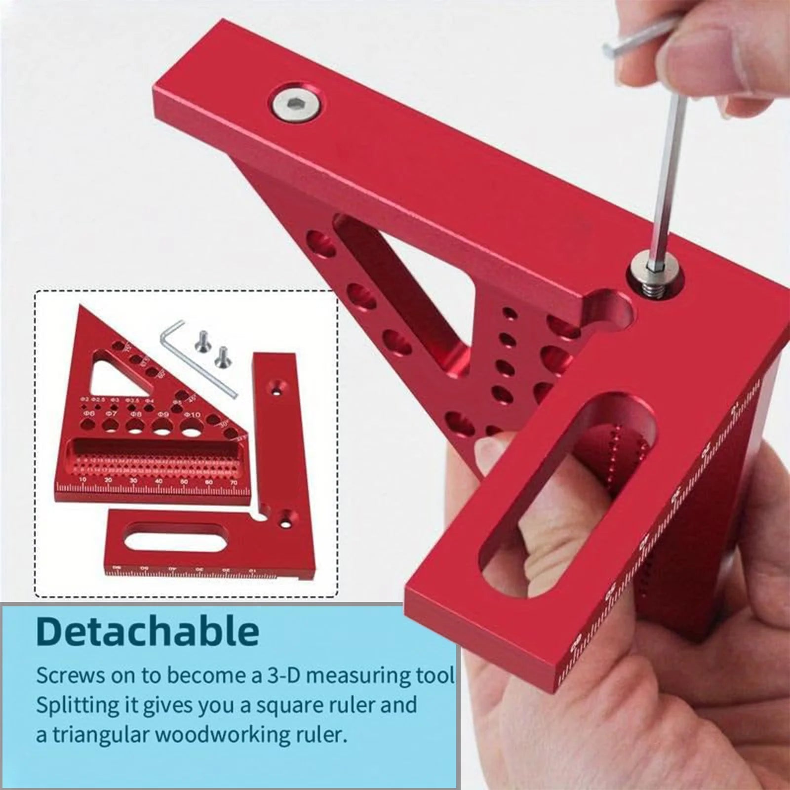 Woodworking Square Protractor, Drawing Line Ruler, Miter Triangle Ruler High Precision Layout Measuring Tool for Carpenter