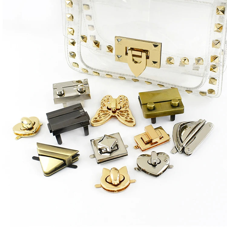 Deepeel 2Pcs Metal Lock Buckles for Women's Bags Turn Twist Locks Shoulder Bag Decor Closure Latch Clasp DIY Hardware Accessory