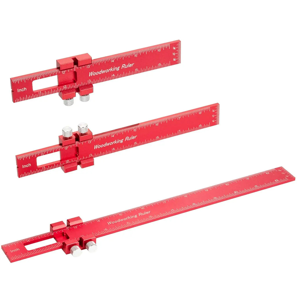 Woodworking Ruler Precision Pocket Rule 12, 8, 6 Inch Metal Slide Stop Marking Ruler Metric Inch Measuring Wood Working