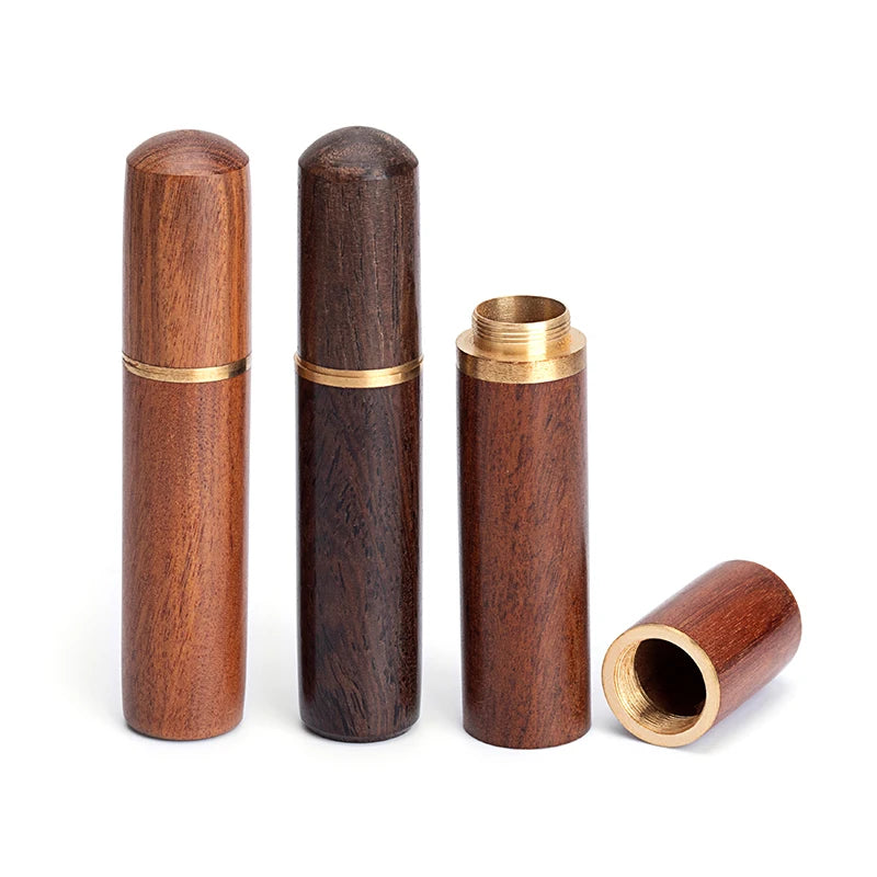 WUTA 1 Pc Durable Needles Storage Case Wooden Box Needles Bottle Sandalwood Needlework Storage Wood Case Toothpick Holder Box