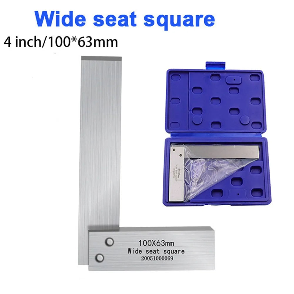 4-inch high-precision wide-base right-angle ruler, 90-degree angle ruler, woodworking hardware measuring tool with case
