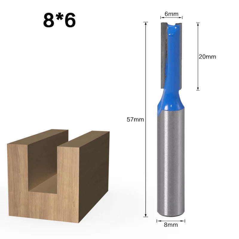1PC 8mm Shank Slotted Straight Woodworking Router Bit Wood Cutter Cutting Diameter Carpenter Milling Cutter Woodworking Tool