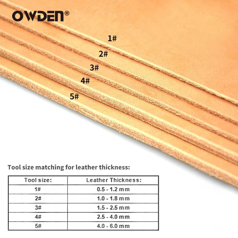 OWDEN #1-5 Leather Edge Beveler Tool Kit Leathercraft Skiving Tool for Hand Leather Sharpness Chamfering Edge Beveler Set