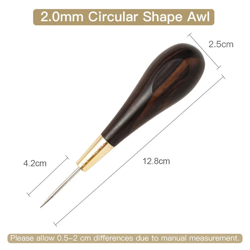 WUTA 2nd Generation Leather Stitching Awl Diamond Shape Ebony Blackwood & Brass Craft Tool Hand Sewing Awl DIY Stitcher Taper