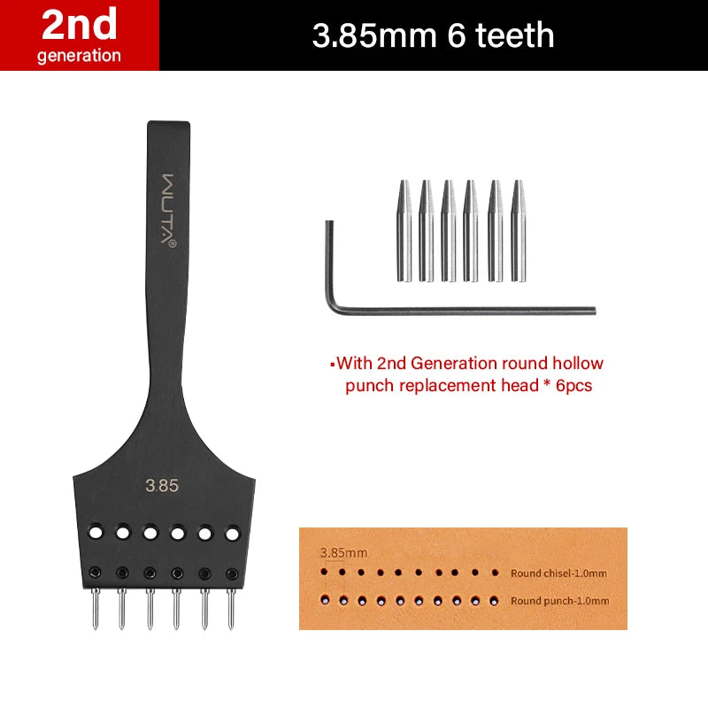 WUTA 2nd Generation Sharp Head Replaceable Pricking Iron Removable Round Hole Punch Leather Craft Chisel DIY Leather Tools