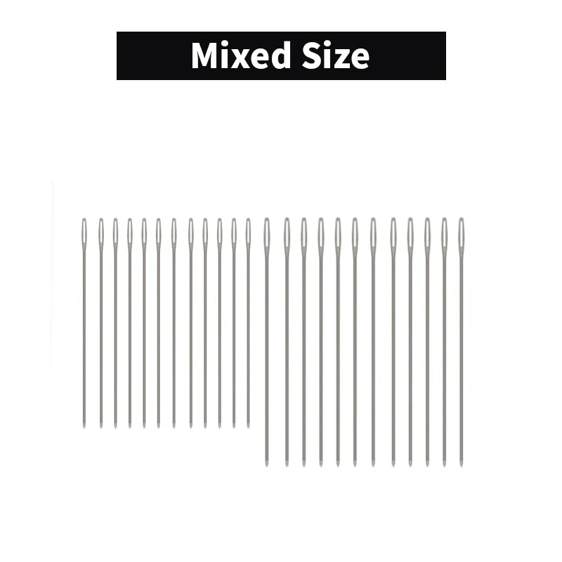 WUTA 24 Pcs Large Eye Blunt Stitching Needle Harness Round-pointed Needle Leather Hand Sewing Blunt Leathercraft Sewing Needle