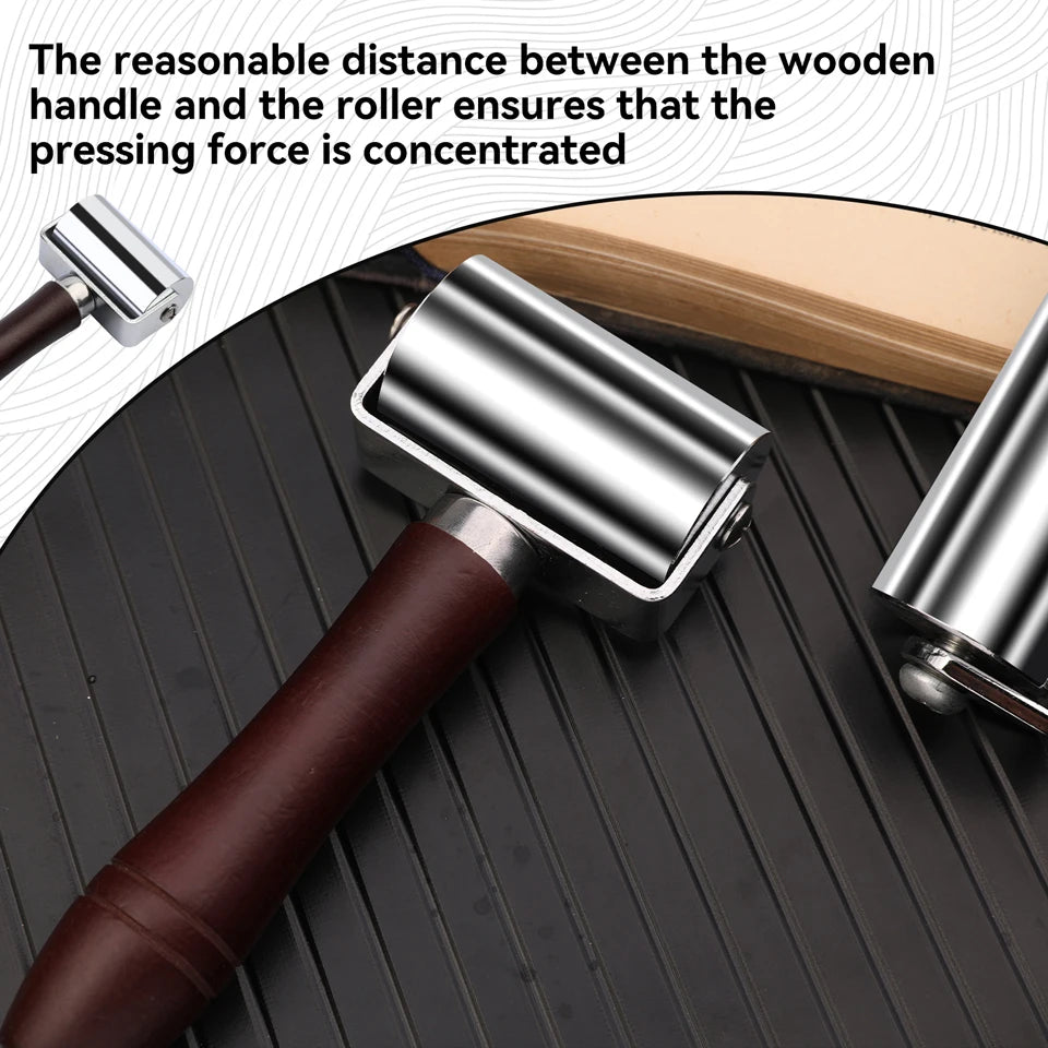 KRABALL Leather Press Edge Roller with Wooden Handle Leather Roller Tool Edge Creaser Leather Craft Laminating Working Tool