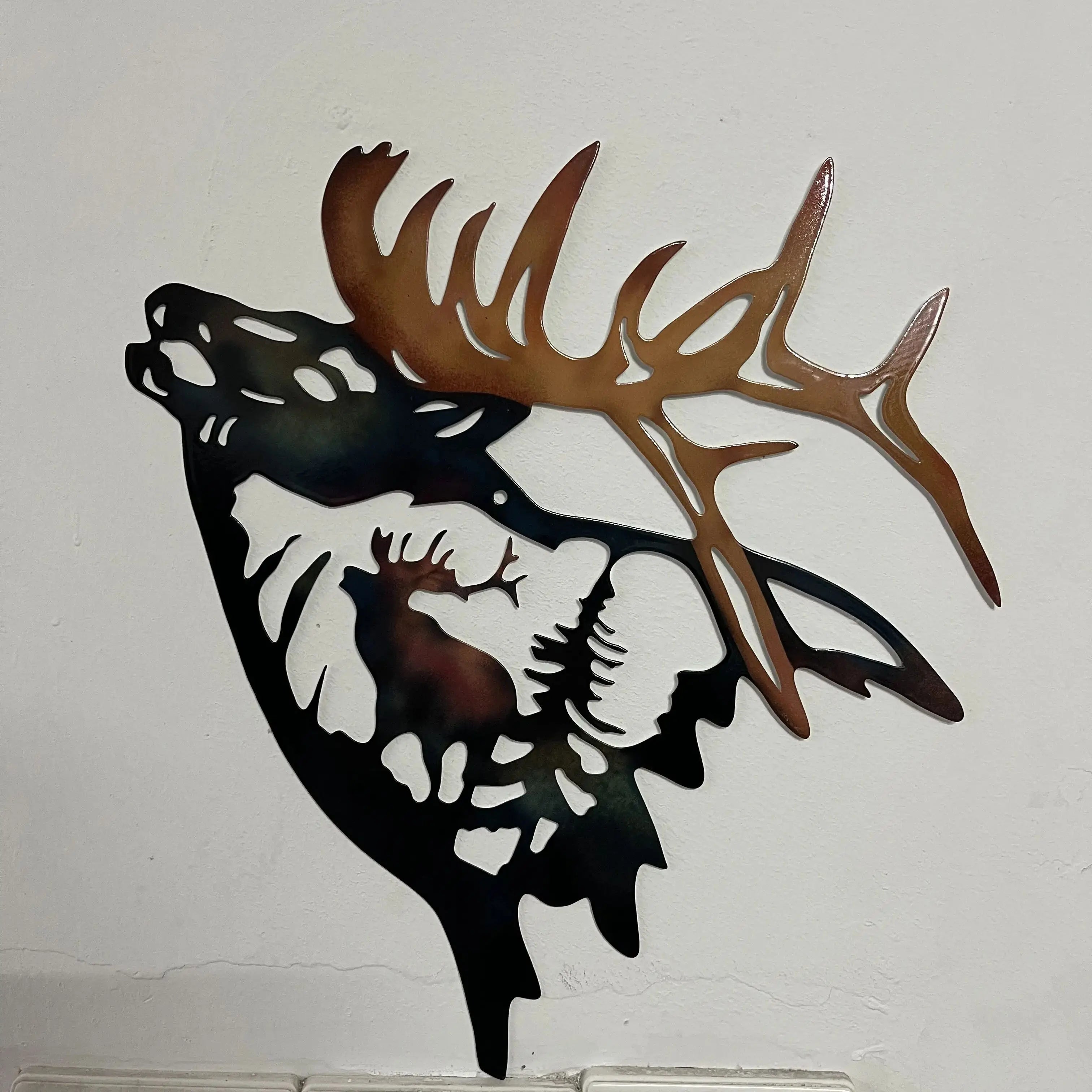 1pc Left/Right Elk Deer Metal Wall Art Sculpture Silhouette Craft With Rustic Cabin Decor Finish Wall Country House Decorative F