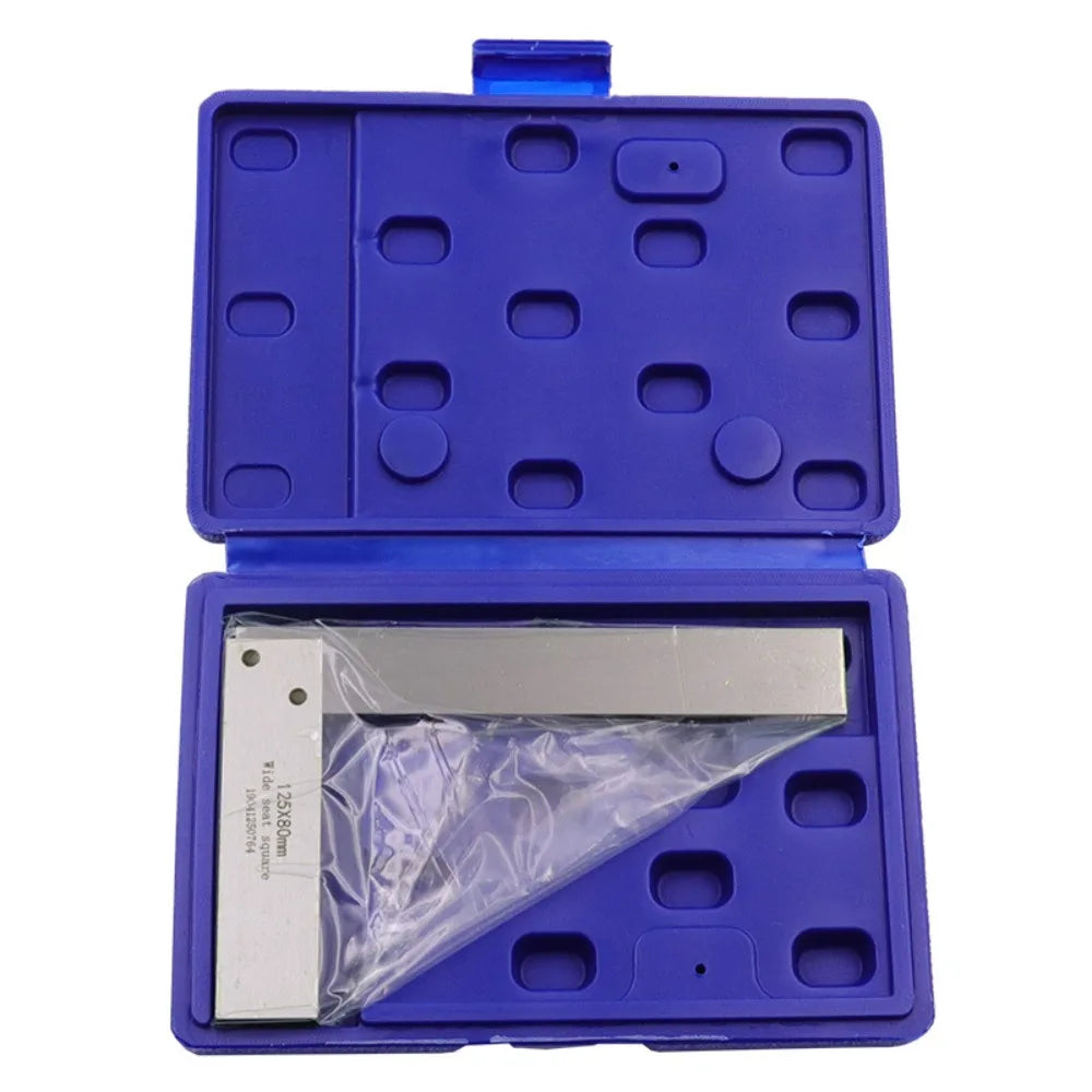 4-inch high-precision wide-base right-angle ruler, 90-degree angle ruler, woodworking hardware measuring tool with case