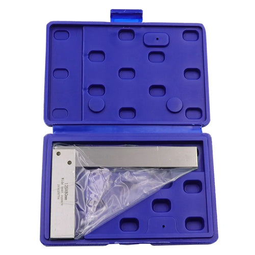 4-inch high-precision wide-base right-angle ruler, 90-degree angle ruler, woodworking hardware measuring tool with case