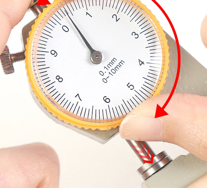 WUTA Leather Thickness Gauge Measuring Tools 0-10mm/0.1mm dial Paper Meter Tester for Hollow Pipe or Circular Tube Caliper