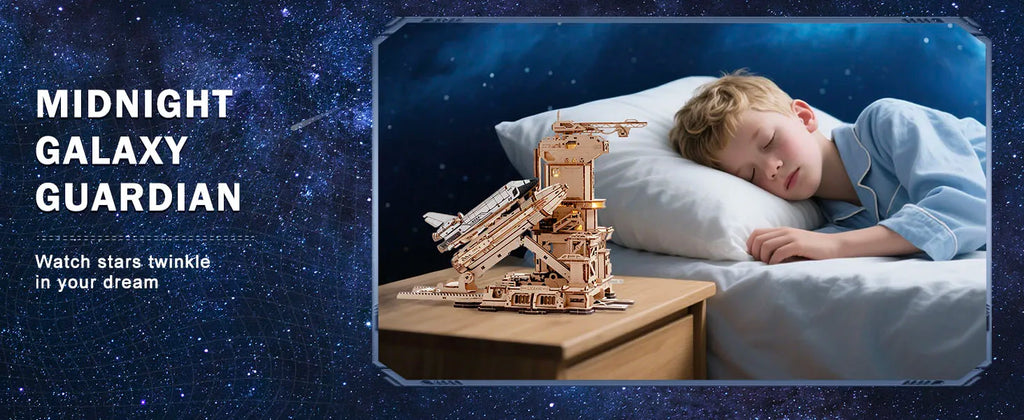 ROKR Space Shuttle 3D Wooden Puzzle Moving Rocket Launch Tower with Lights Mechanical Building Set STEM Project for Adults Teens